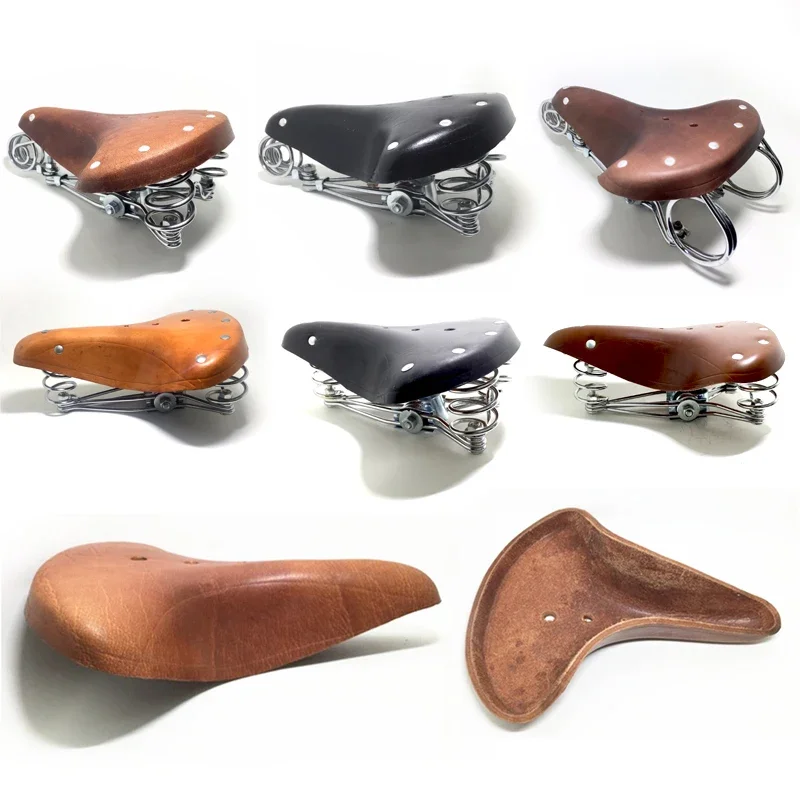 AliExpress Bicycle Saddle 100% Leather Vintage Elephant Spring Old Style Genuine Bike Accessories