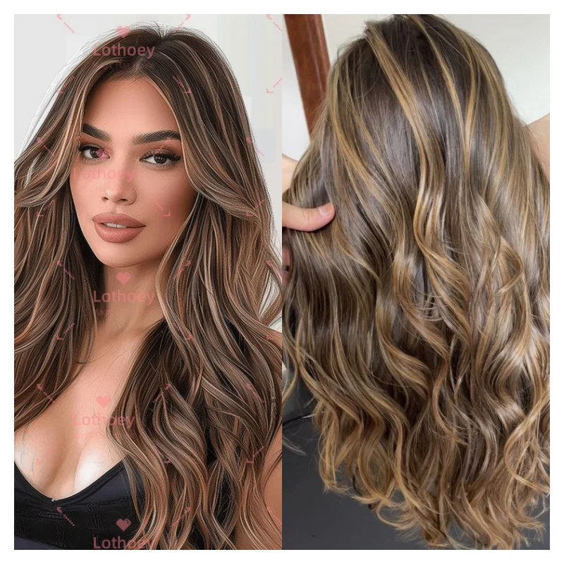 Parrucca per capelli con parte centrale a onda lunga Uso quotidiano Parrucca per capelli umani con calore naturale per le donne COSPLAY PARTY Parrucca sexy con base in seta