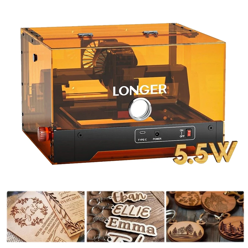 RAY5 miniS Graveur Laser 2.5W 3.5W 5.5W 10W Mini Laser DIY Gravure pour Bois Acrylique Cuir avec Capot de Protection Classe 1 Sécurité