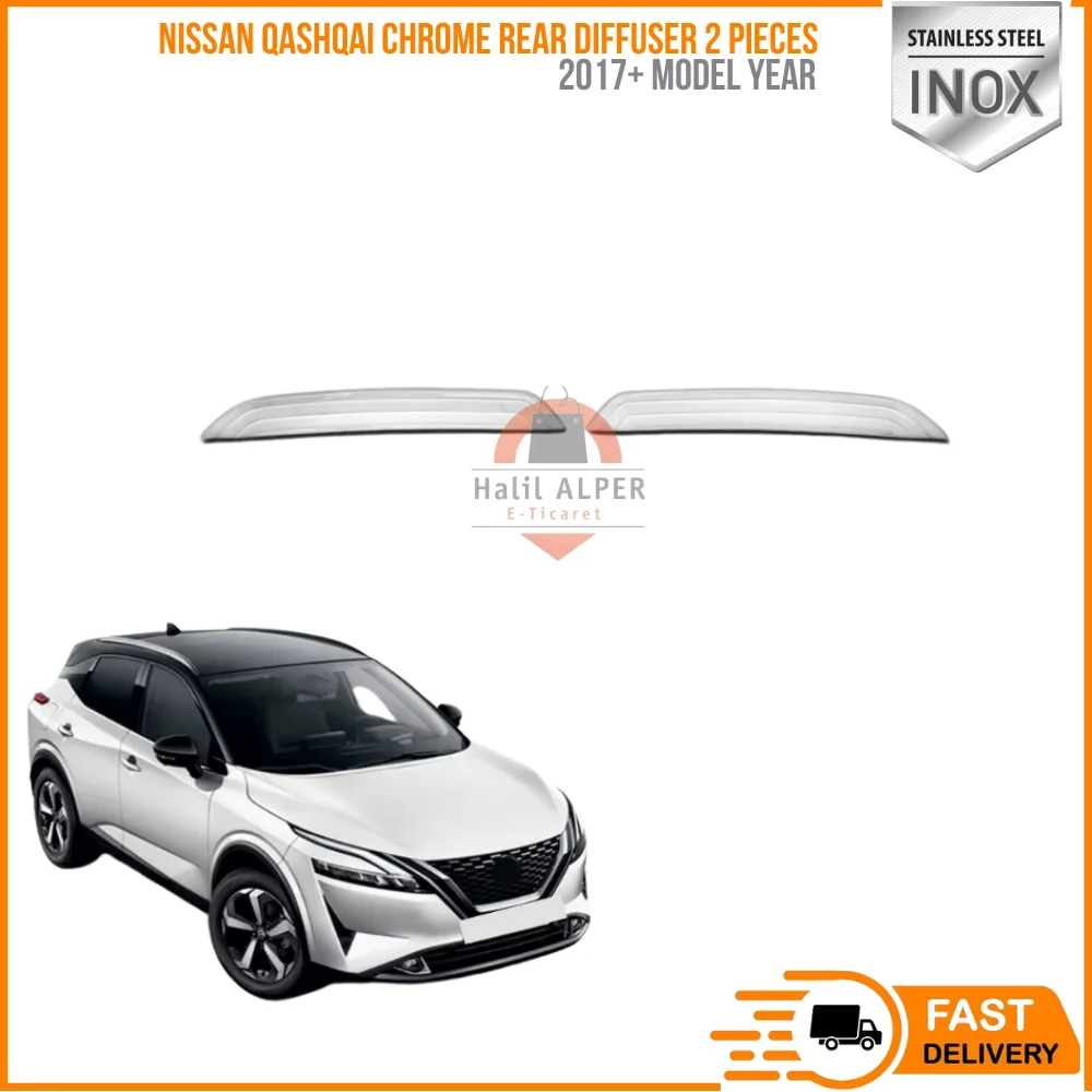 For Nissan Qashqai chrome rear diffuser 2 pieces. 2017 and up. Stainless steel. ISO 9001:2008 certified. A + Quality