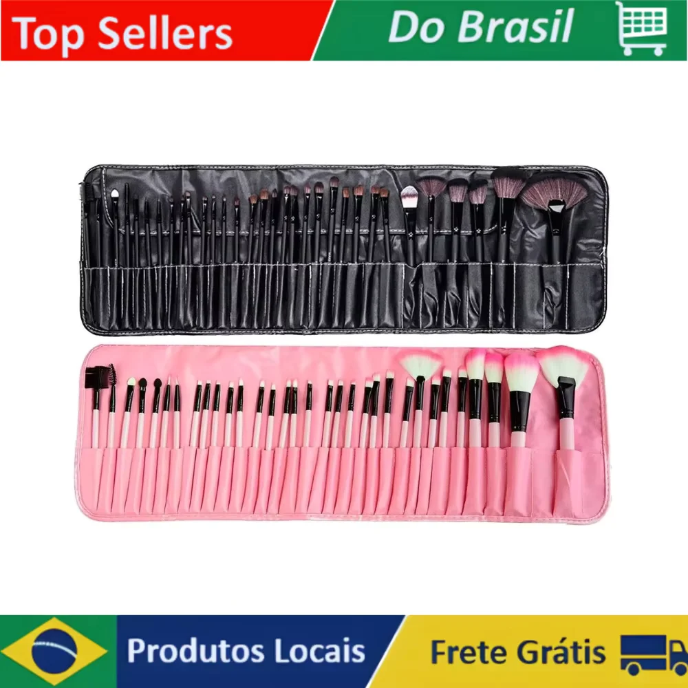 Kit de Pincéis para Maquiagem com Estojo - 32 Peças - Completo e Pratico para sua maquiagem