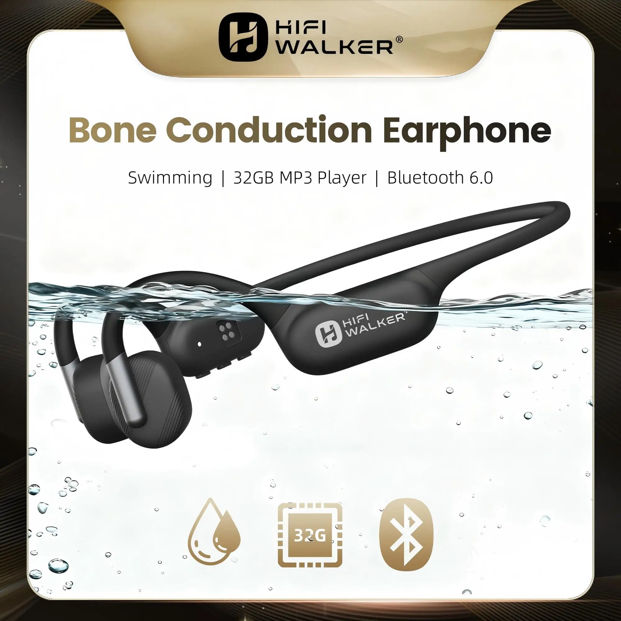 

Bone Conduction Headphones 32GB MP3 Player, Bluetooth 6.0 Open-Ear, IPX8 Waterproof for Swimming & Sports, HiFi Stereo Earphones