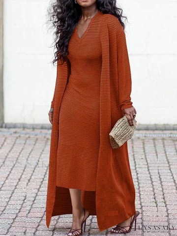 Women's long cardigan sweater with fringed front, extra long and loose fit, autumn and winter coat/dress with belt; winter cardi