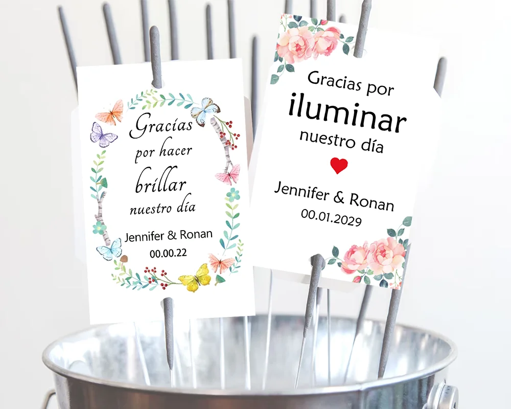 55 sztuk/88 sztuk spersonalizowane znaczniki Sparkler/znaczniki ślubne Sparkler/dostosuj znaczniki ślubne Sparkler/znaczniki Ilumina nuestra noche
