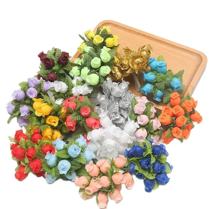 12/36/72/144PCS Rose Artificial Flowers Bouquet Fake Flowers for Home Decor Christmas Party Wedding Decoration Wreath Accessory