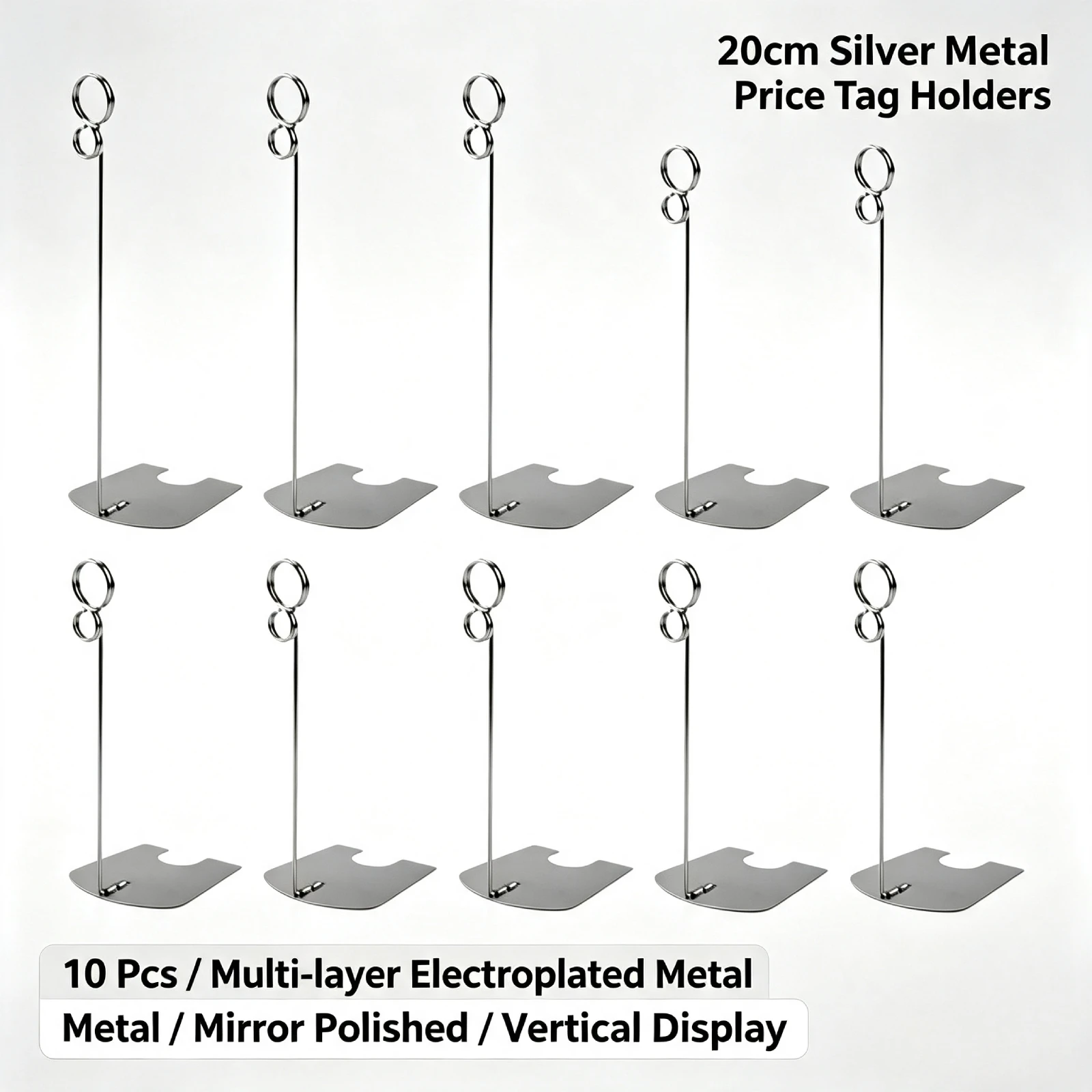 Silver Metal Buffet Chalkboard Sign Holders 10Pcs Reusable Food Label Tags Display Stands for Bakery Dessert Store Price Markers