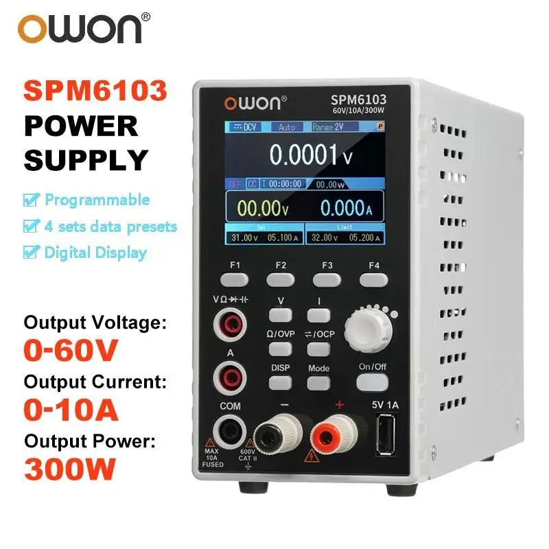 OWON Programmable Lab Power Supply Adjustable Bench DC Power Supply 30V 60V 5A 10A Single Channel Stabilized Power Supply