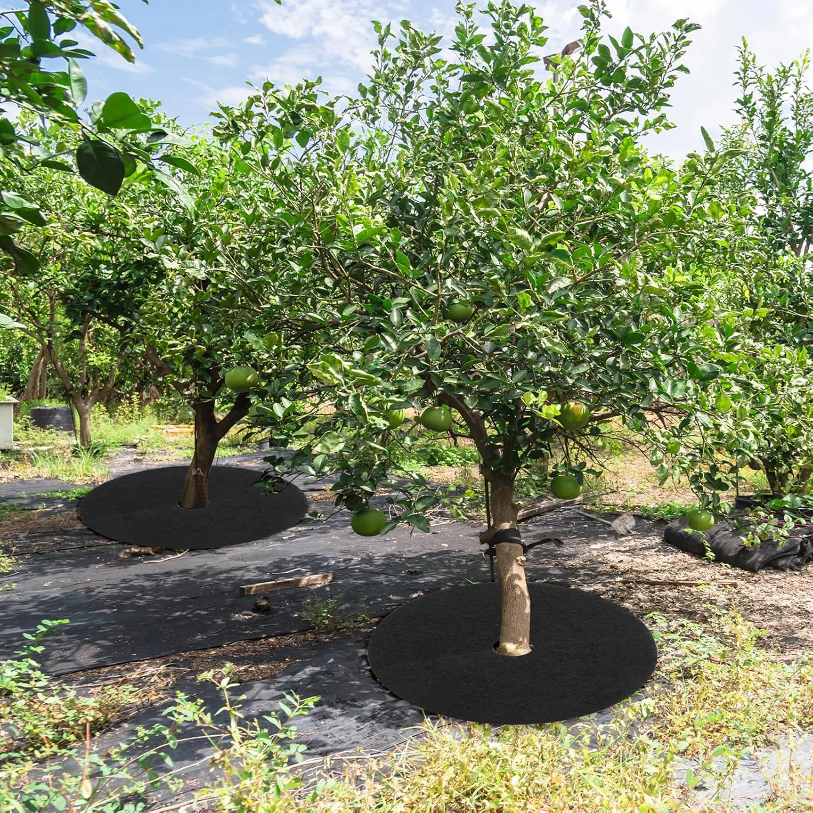 10pcs Tree Protector Cover Fruit Tree Breathable Moisturizing Grass Cloth Non-Woven Fabric Ecological Weed-Proof Weeding Cloth