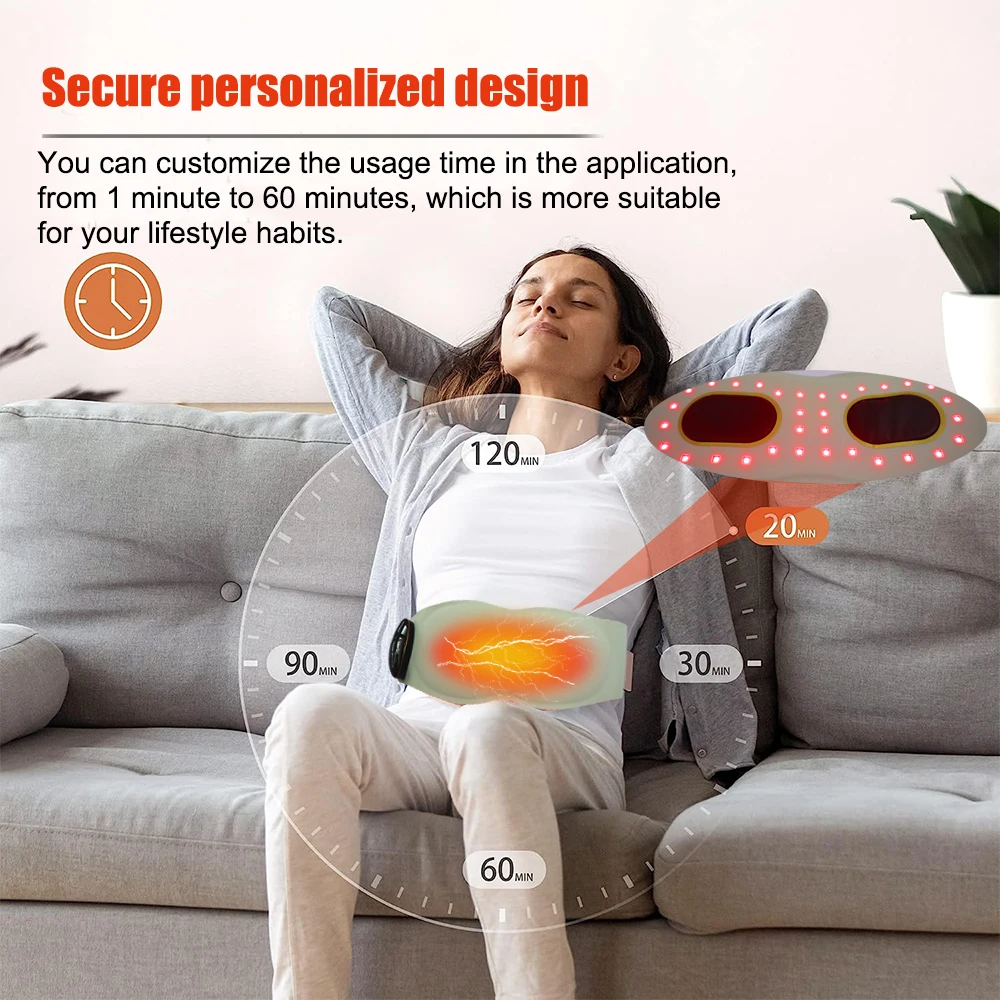 New EMS Smart Massage Belt Lazy Fitness Hot Compress Warm Palace AbdomenRed Light Physiotherapy Belt Relieve Pain And Fatigue