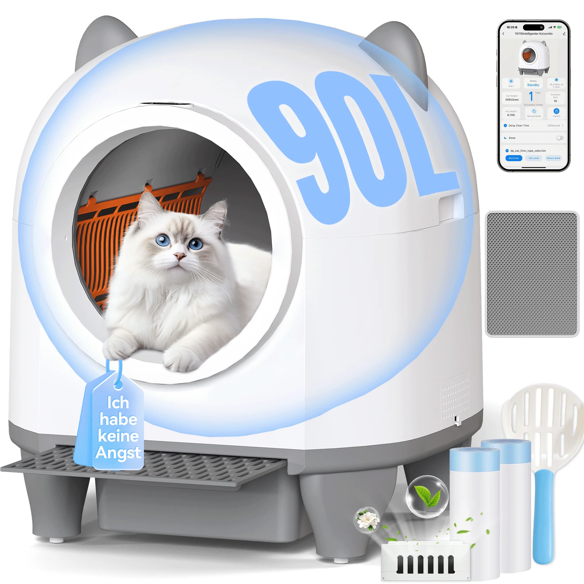 HOMALL Toilette per Gatti Autopulente di Grande Capacità con Sensore a Infrarossi, Protezione Inodore e WiFi 2.4G