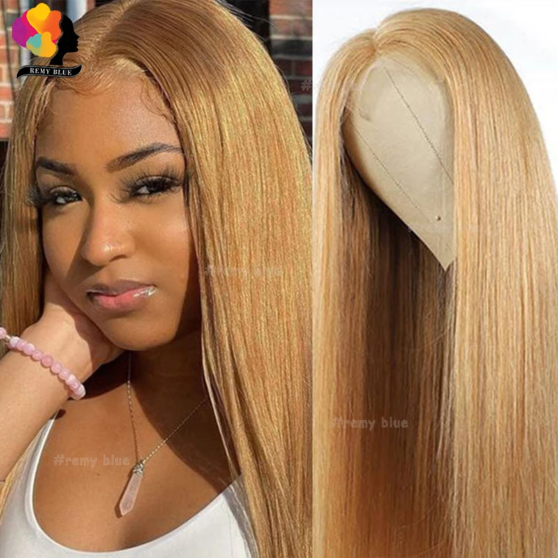 Honey Blonde #27 Human Hair Wigs Pre plucked 13X4 HD Lace Frontal Wig Human Hair Transparent Straight Lace Front Wigs For Women