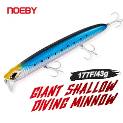 Noeby Giant Shallow Diving Minnow 177mm 43g Fishing Lure Floating Artificial Hard Lures Jerkbait Surface Wobbler Fishing Lures