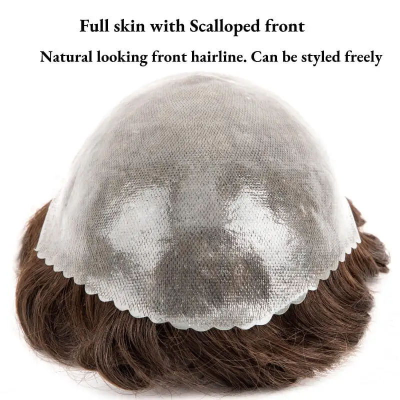 Male Hair Prosthesis 0.08mm Knots Pu Toupee Men Wig Durable Wigs For Men 100%  Human Hair System Unit Men's Capillary Prothesis