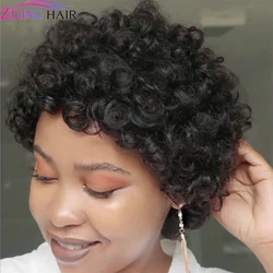 Afro Kinky Curly Wigs With Bang Short Bob Human Hair Wig 150% Density Full Machine Made Wigs For Black Women 30#99J#1B