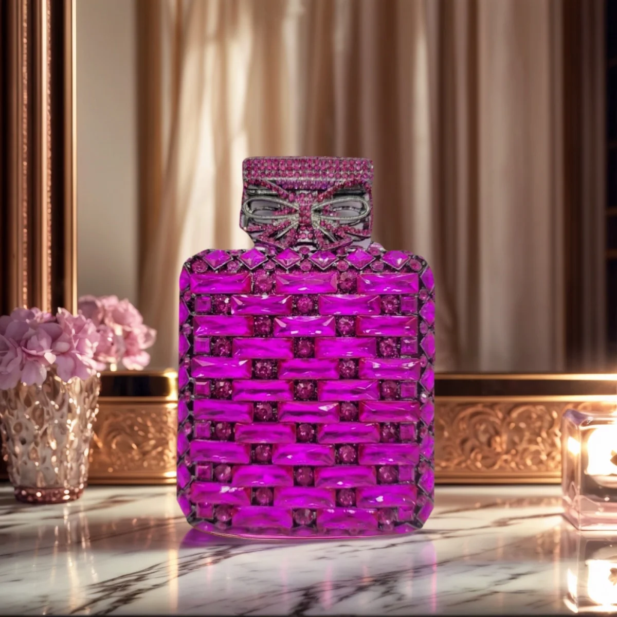 

Luxury Women Perfume Shaped Crystal Evening Bag Dazzling Rhinestone Clutch Purse Full Diamond Cocktail Prom Handbag