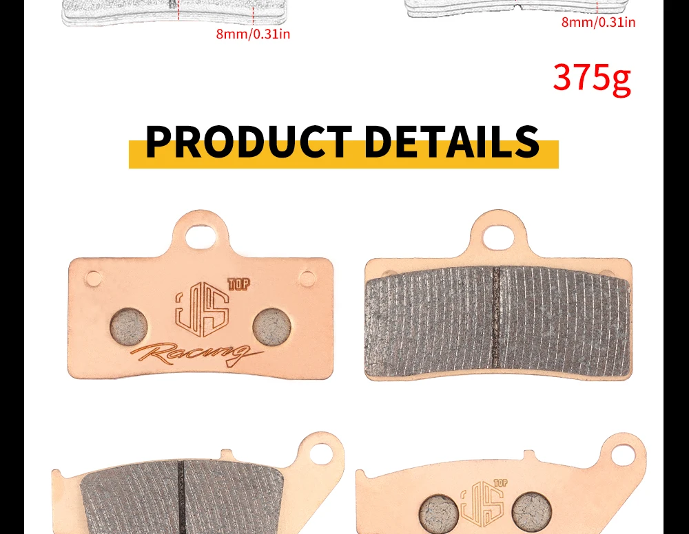 JSRAOIMG Motorradzubehör – Sintermetall-Bremsbeläge (vorne & hinten) für CFMOTO 250SR ABS, 250NK, 300NK, 250SR, 300SR, 250/300 NK/SR – Detail 22