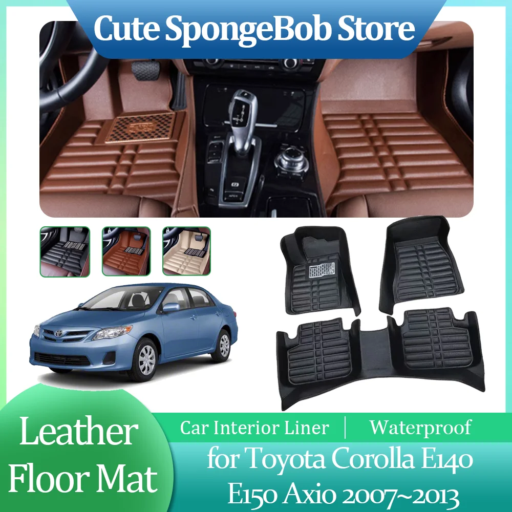 Car Leather Floor Mat for Toyota Corolla E140 E150 Axio 2007~2013 Foot Interior Liner Waterproof Carpet Pad Custom Accessories