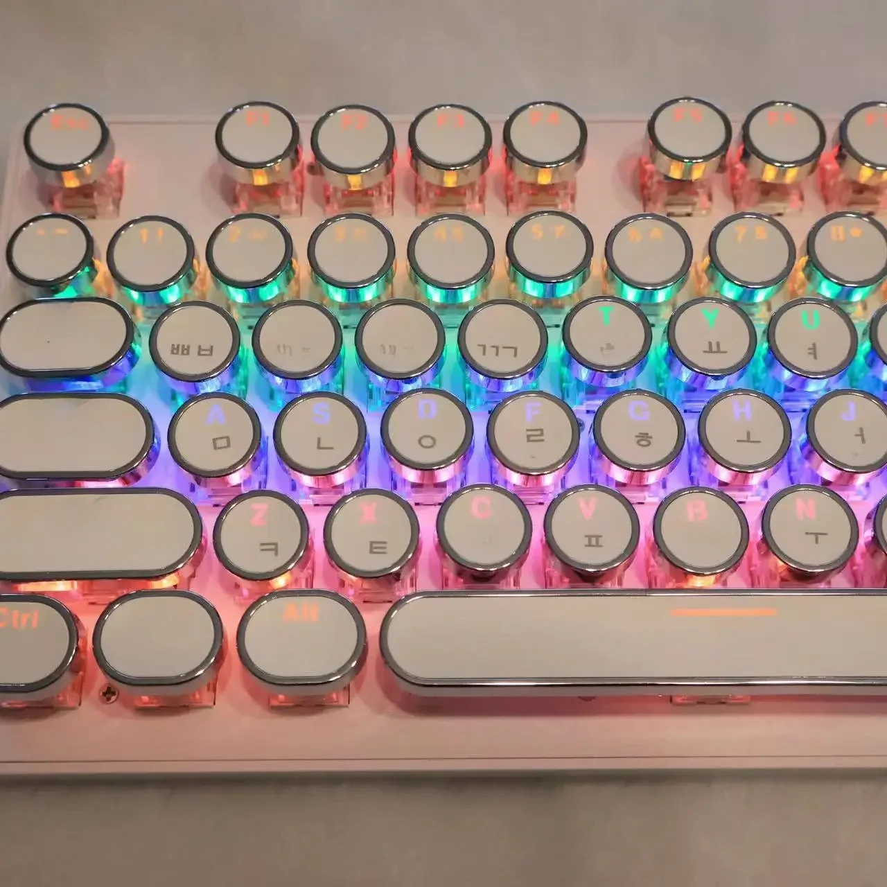 Koreańskie nasadki na klawisze Hangul Low Profile 104 Key Uniwersalna okrągła nasadka na klawisze PBT do klawiatury mechanicznej Cherry MX Podświetlana wysoka jakość — zdjęcie produktu 7