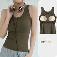 Modal Ribbed Camis with Built-in Padding Women Sleeveless Undershirt Summer Solid Color Outerwear Concealing Side Cleavage C4876 - Image 6