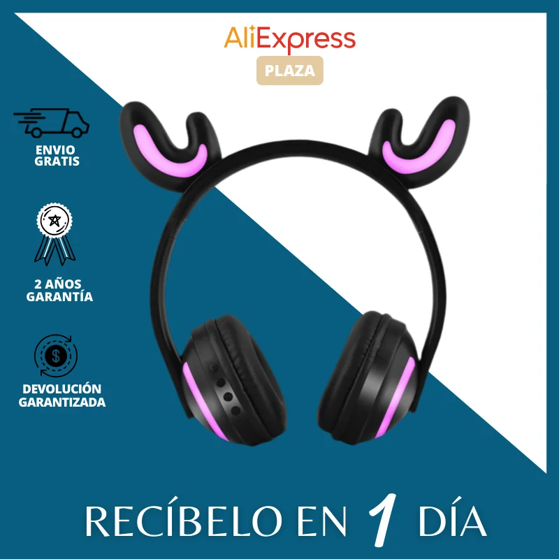 WIRELESS DEVIL EAR HEADPHONES ZW-19B Bluetooth - Luz LED luminosa - Sonido Perfecto - Diseño 