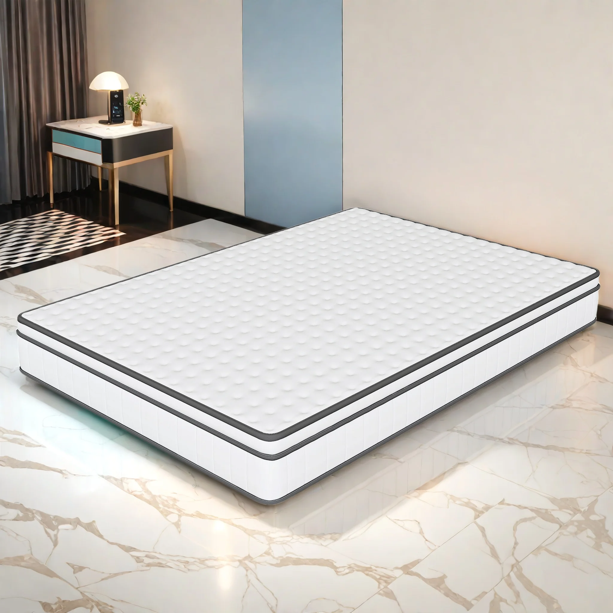 Matelas 140x200 cm 7 Zones Gel & Mousse de thé vert, mousse froide avec tissu rafraîchissant H3, fermeté moyenne, hauteur 25 cm, éco-Tex