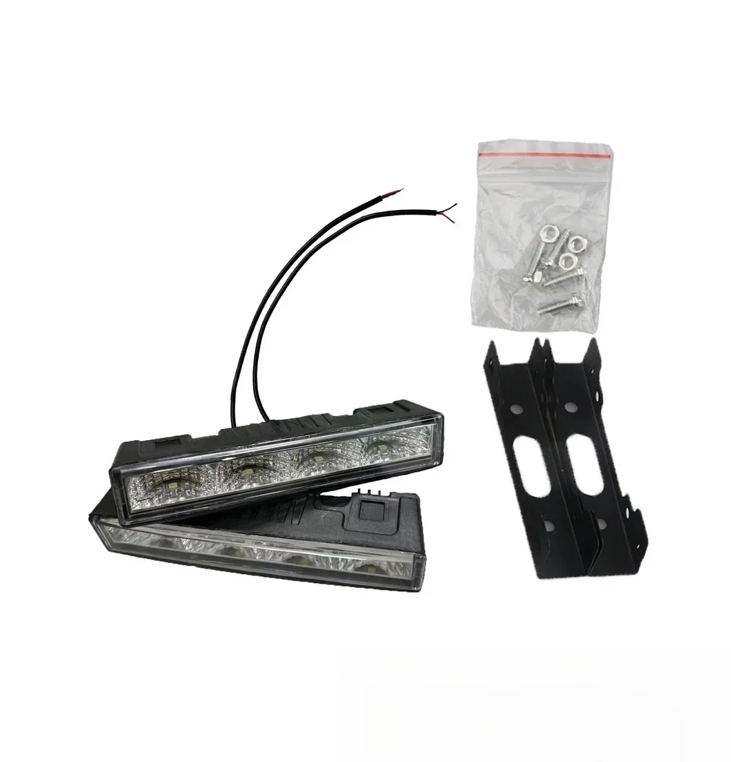 2PCS LED Daytime Running Lights DRL 4 LED Car LED Light 6000K Black Shell White color 12V Car Accessories