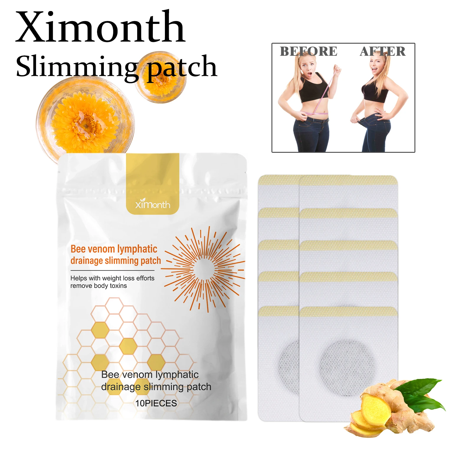 

Ximonth Body Shaping Patch Tightening Skin Reduce Stress and Anxiety Promote Blood Circulation Lose Weight Body Slimming Patch