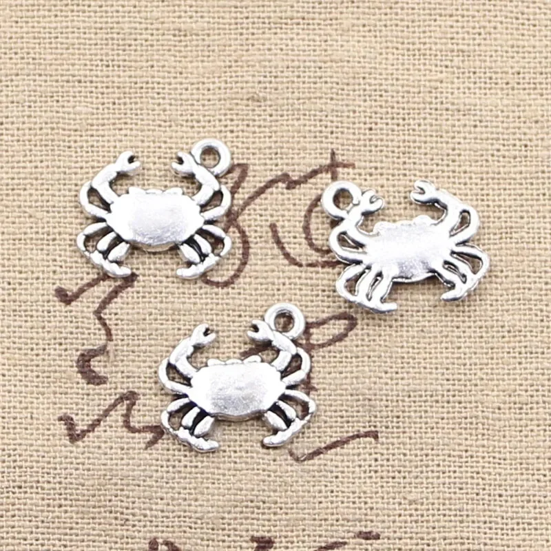 25 sztuk Charms kraba 15x16mm antyczne srebro kolorowy platerowany wisiorki dokonywanie DIY Handmade tybetański srebrny kolor biżuteria — zdjęcie 2