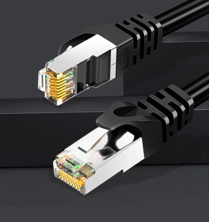 CAT8 PoE (الطاقة عبر إيثرنت) يدعم موصل RJ45 بطول 30 مترًا كابل شبكة مقاوم للمستقبل كابل زمن انتقال منخفض