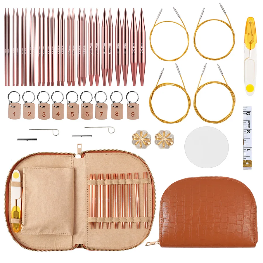 

3.0-10.0mm Stainless Steel Circular Knitting Needle Set - DIY Knitting Tools