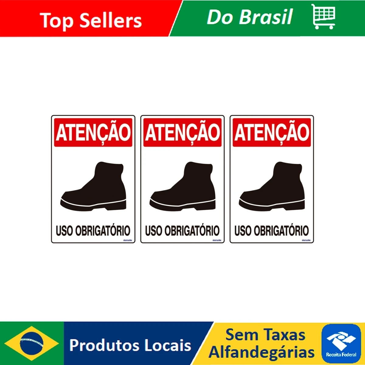 Combo 3 Signaling Plates Attention Boot Mandatory Use 20x30 Ekomunike - S-204 F9e