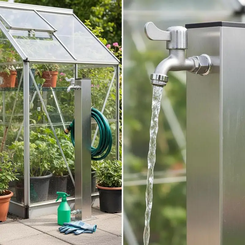 Colonne à eau de jardin 40 cm acier inoxydable carré