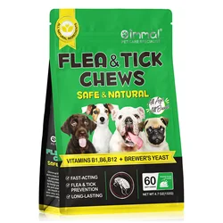 Flea and Tick Prevention for Dogs 60 Chewables Natural Flea and Tick Supplement Fast Acting Long-Lasting for All Breeds and Ages