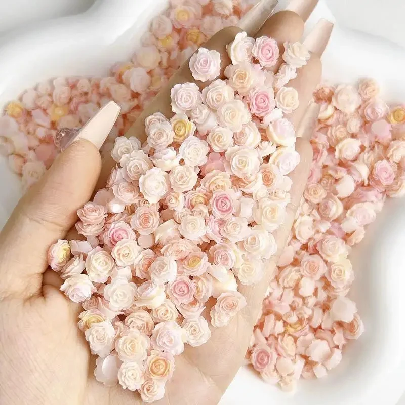 Double couleur Rose pivoine Nail Art décoration 3D lumineux petits boutons de fleurs fraîches breloques pour ongles accessoires pour manucure bricolage conceptions