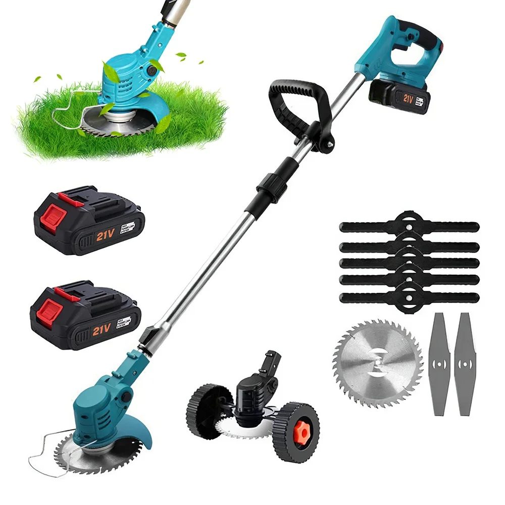 21V 1300mAh Electric Lawn Mower Handheld Cordless Grass Trimmer Length Adjustable Cutter Garden Tools For Makita 21V Battery