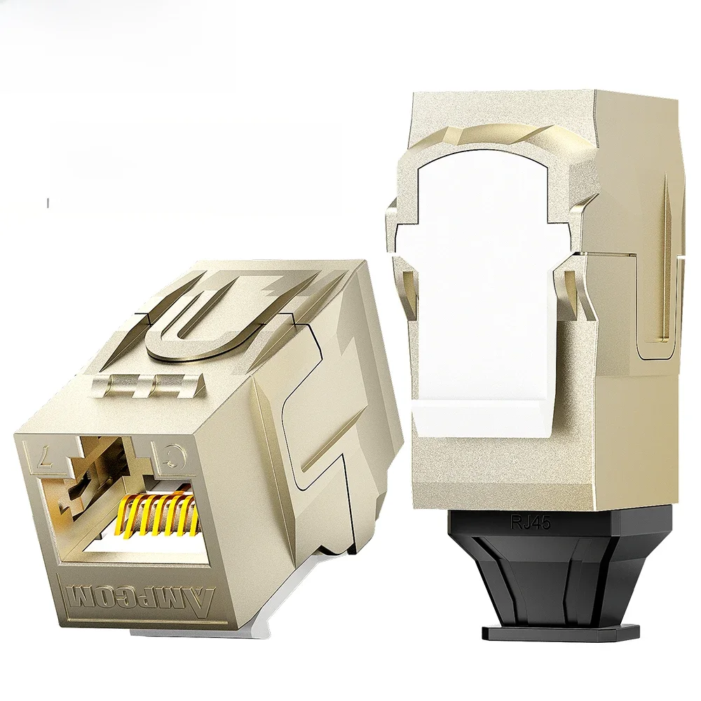 AMPCOM CAT7 RJ45 Inline Coupler Keystone Jack, CAT6A CAT6 Full Zinc-Alloy Shielded STP Feed-Through RJ45 Jacks Female to Female