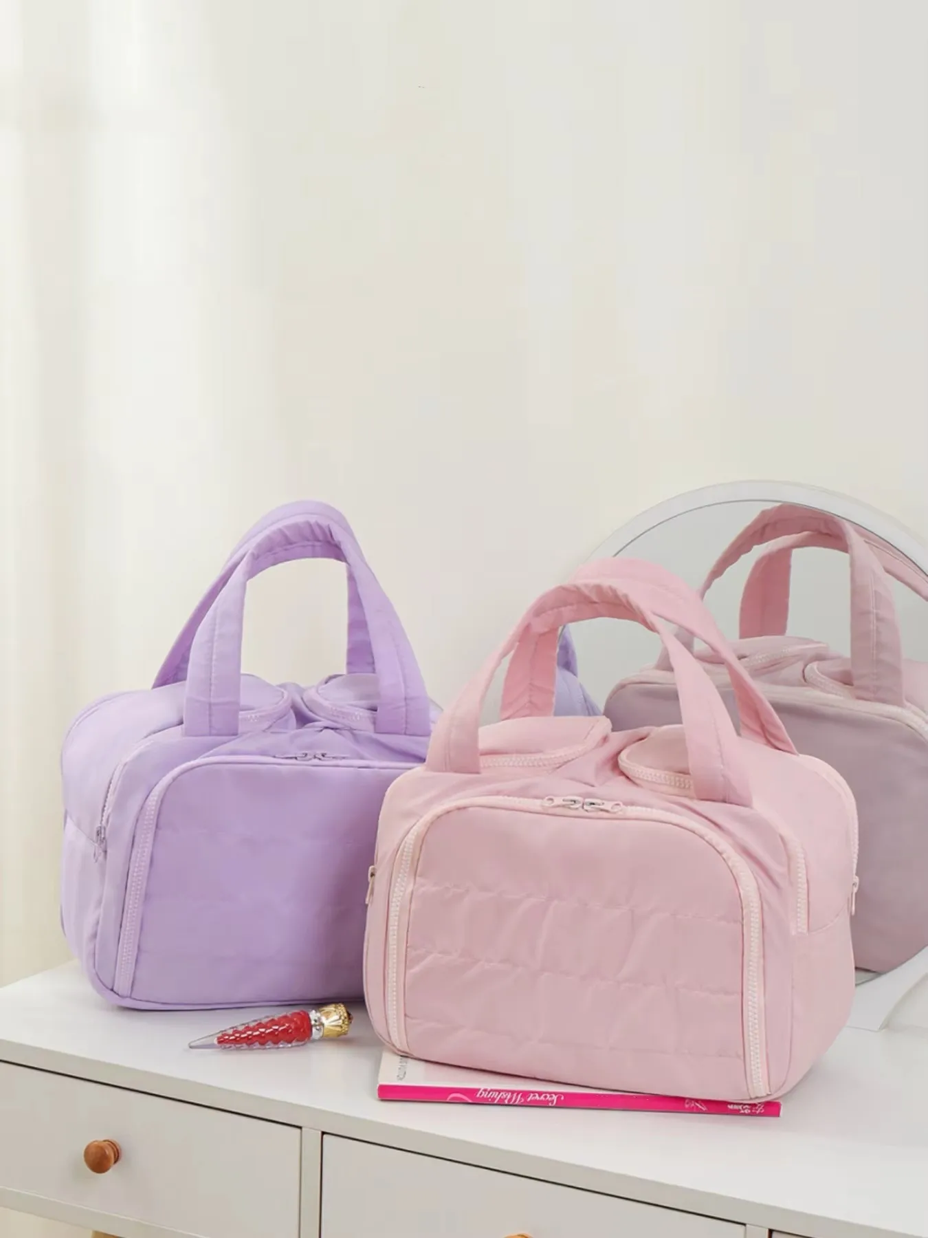 Neceser y maquillaje de viaje portátil de color sólido, sencillo y elegante, con múltiples aberturas, bolsa de aseo unisex de gran capacidad, ligera, resistente a las manchas, con función de separación en seco y húmedo, adecuada para viajes diarios, viajes de trabajo, artículos de tocador