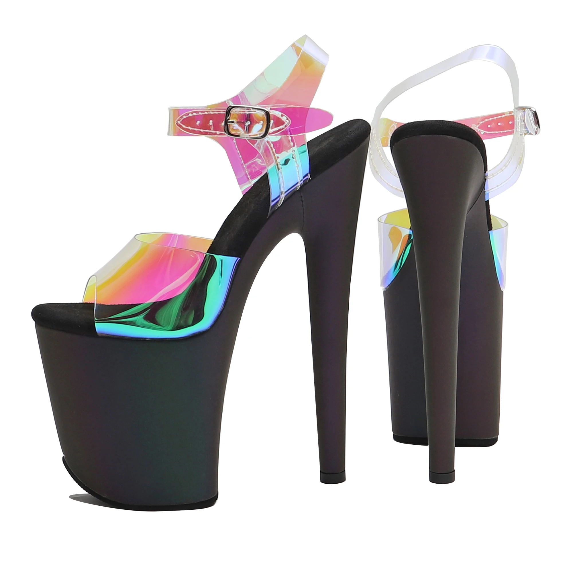 WUXIN H&P صندل نسائي بكعب غريب ومنصة ستيليتو للرقص مقاس 8 بوصات