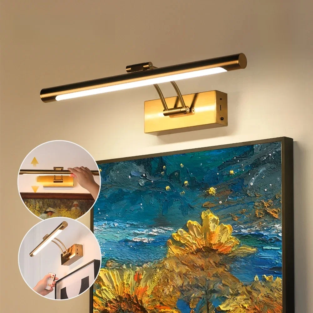 Wiederaufladbare LED-Wandleuchte, 40 cm, kabellose Lampe, 4400 mAh, Bildleuchte mit Fernbedienung, Innenwandleuchte