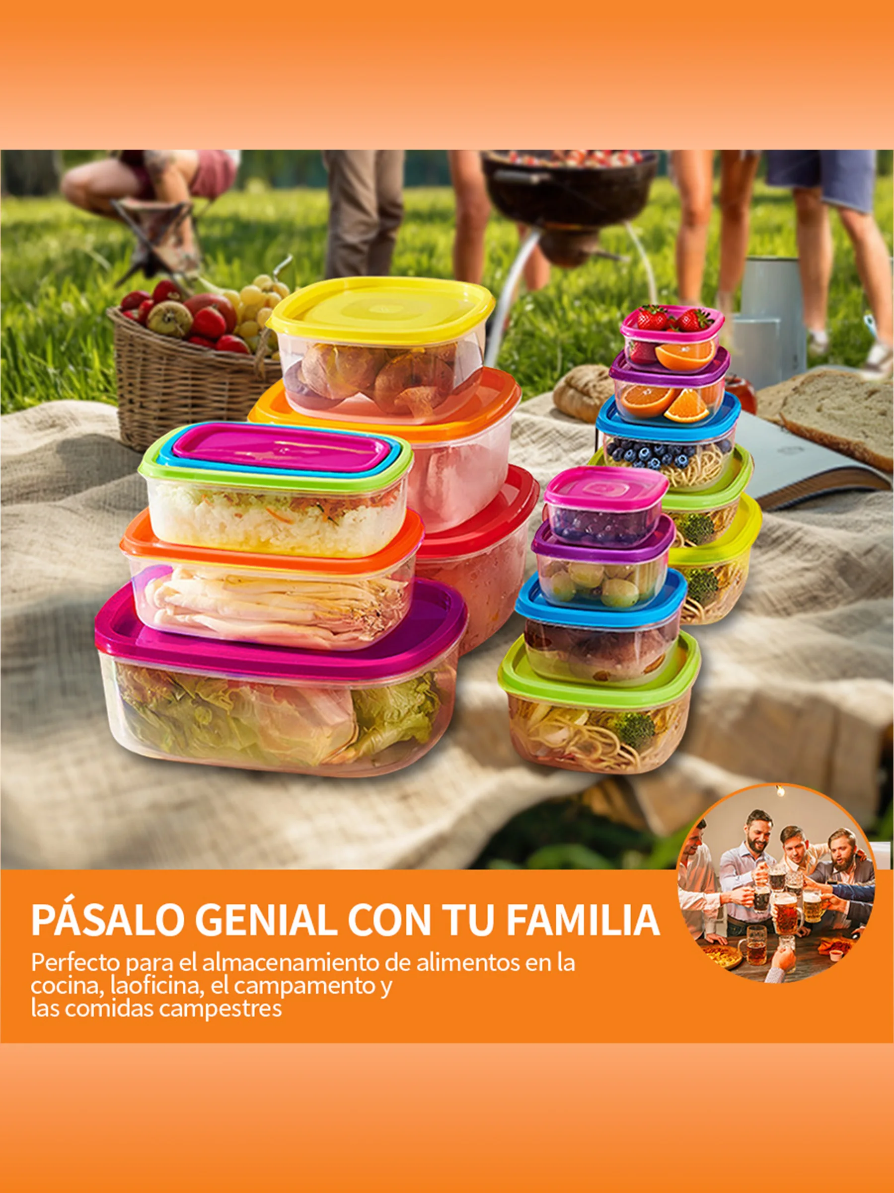

14SET reusable lunch boxes, leak-proof sealed food boxes, suitable for camping, schools, offices, picnics, etc.