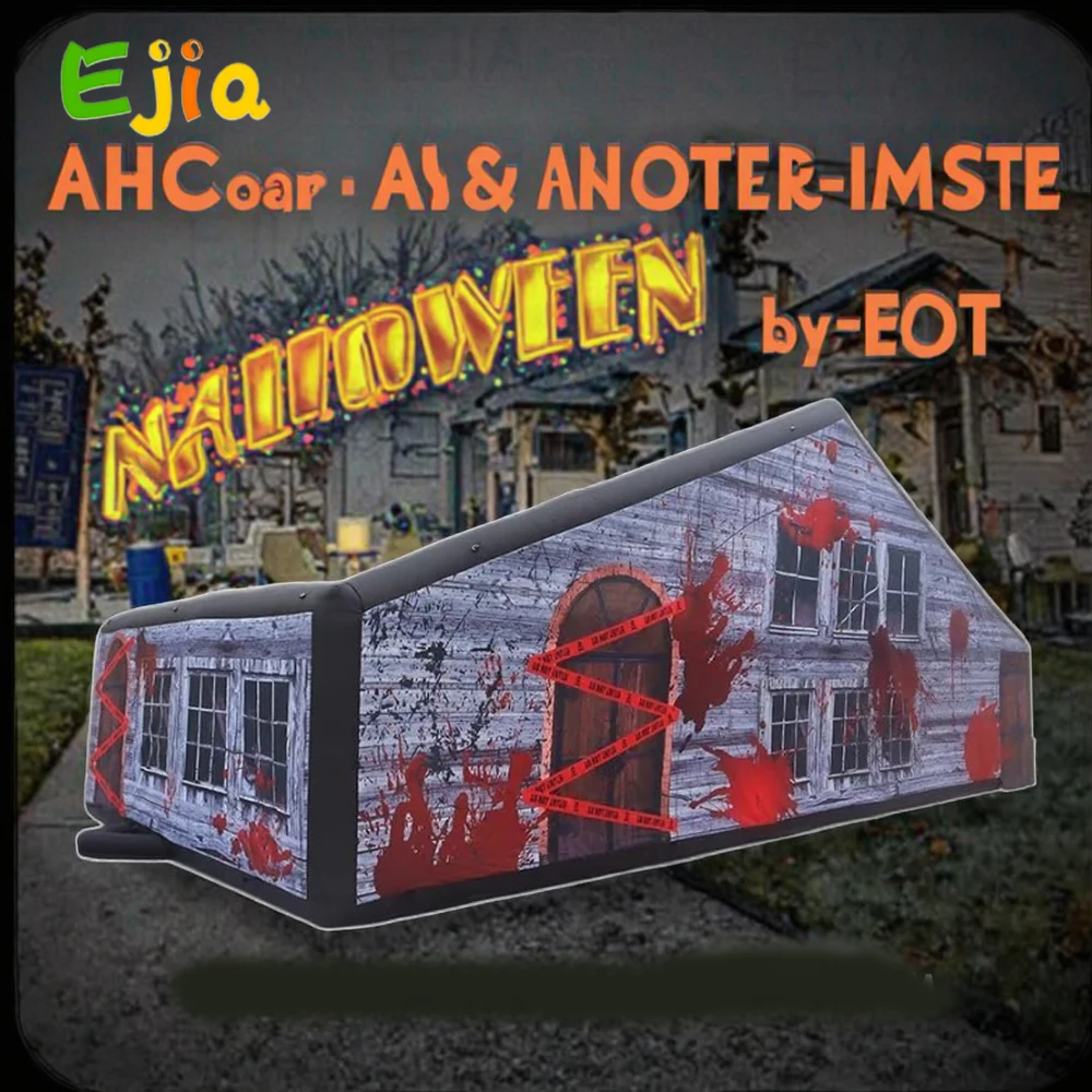 Maison hantée gonflable commerciale Portable personnalisée 10x5m, grand labyrinthe d'halloween en plein air, jeu de labyrinthe gonflable pour fête et événement