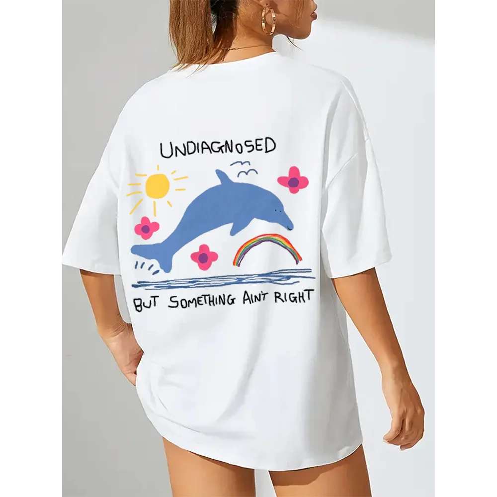 

Футболки Undiagnosed But Something Ain't Right, летние хлопковые футболки с рисунком в стиле Харадзюку в стиле хип-хоп, забавные повседневные топы с круглым вырезом и короткими рукавами