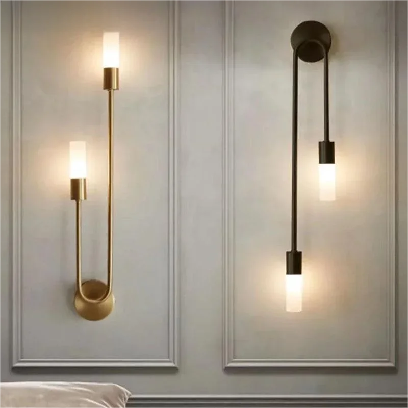 LED Golden Black Light Luxury Wall Lamp Living Room Nordic Modern Minimalist Creative Background Wall Corridor Bedroom Bedside