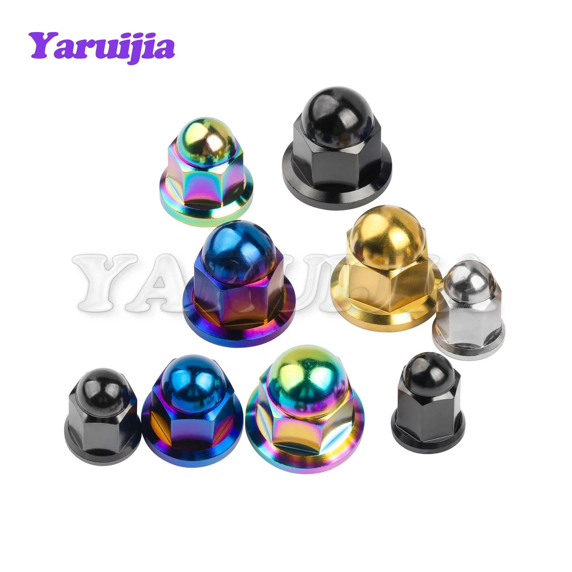 Yaruijia Titanium Nut M6X1.0mm M8/M10X1.25mm Dome Head Flange Locking Nuts for Bicycle Motorcycle Car