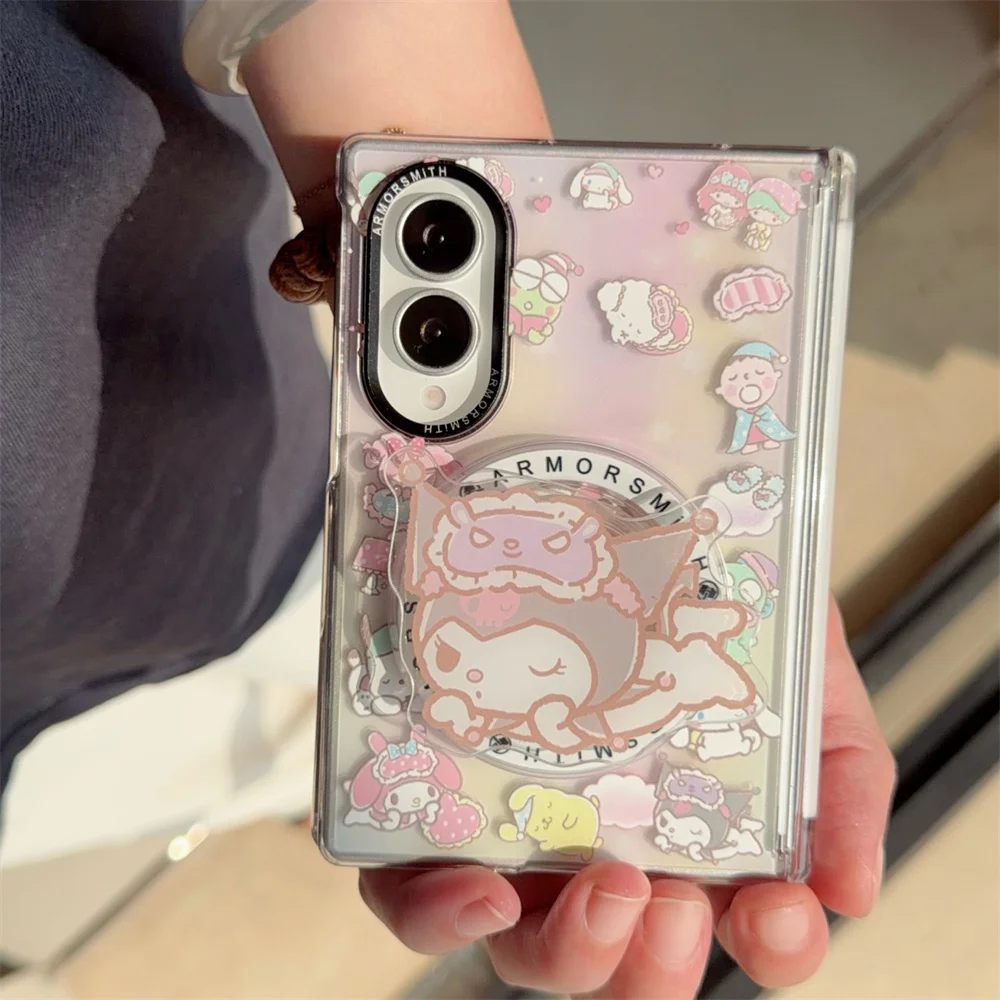 Urocze etui magnetyczne Mellody Kulomi na telefon Samsung Galaxy Z Fold 8 Ultra Fold 7 8 fold 8 z podstawką Magsafe i łańcuszkiem. — zdjęcie produktu 4