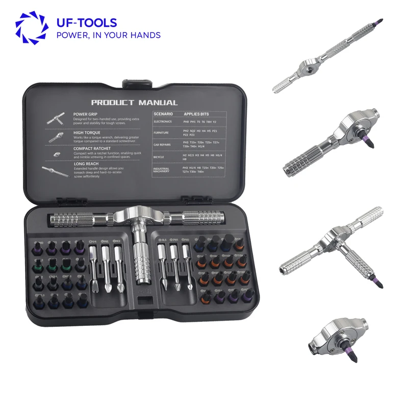 

Ratchet Screwdriver Kit 40 in 1 Assembled Handle Multi-purpose Ratchet Wrench Screwdriver Magnetic Bits Tool Bicycle Repair Tool