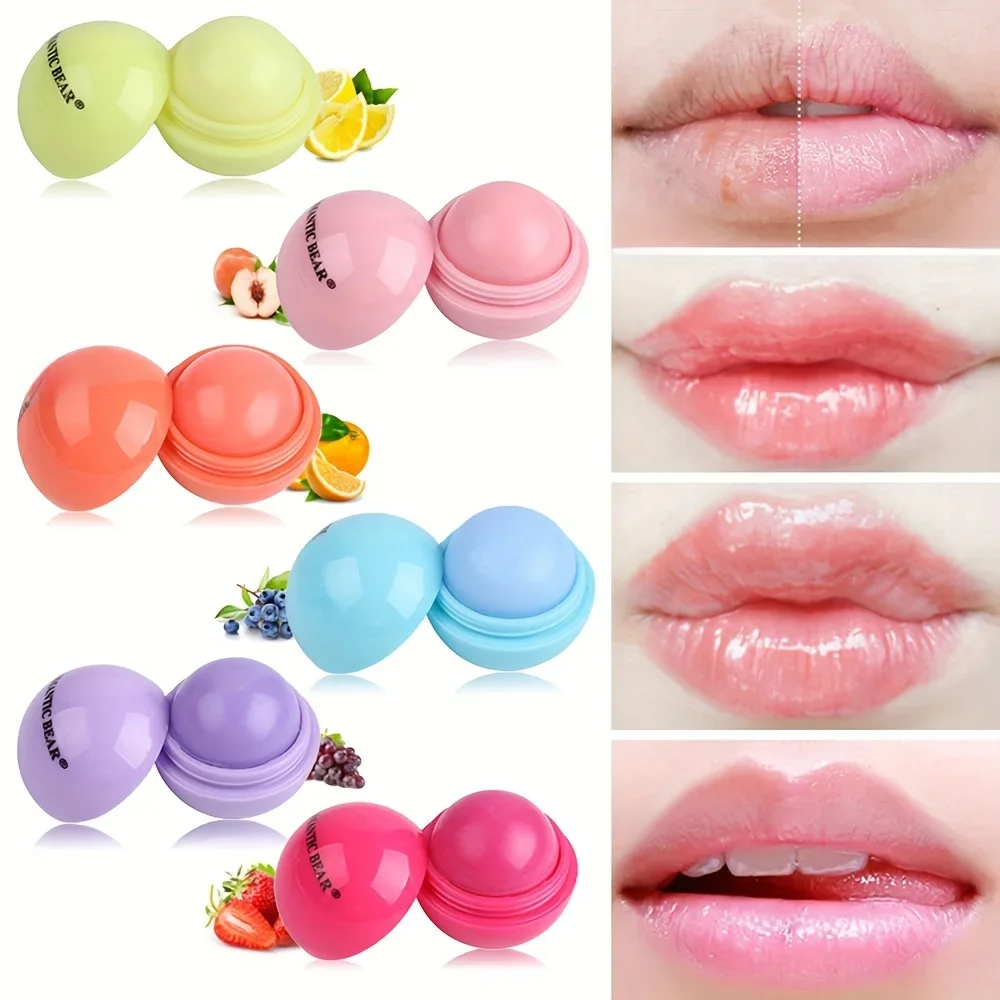 Baume à lèvres mignon en forme de boule – Plomb à lèvres hydratant, apaisant et longue durée avec tasse antiadhésive pour prévenir le gel et les fissures