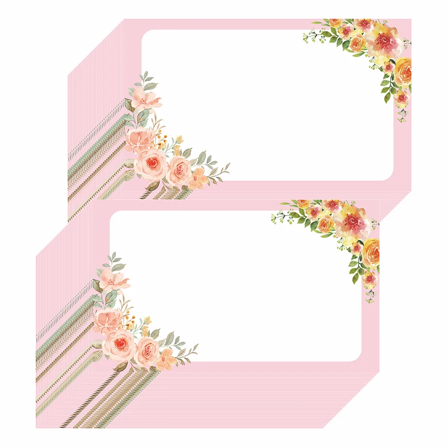 100 قطعة من البطاقات الفارغة الوردية - بطاقات شكر صغيرة لحفلات الزفاف وأعياد الميلاد والعطلات والتغليف والاستخدام المكتبي