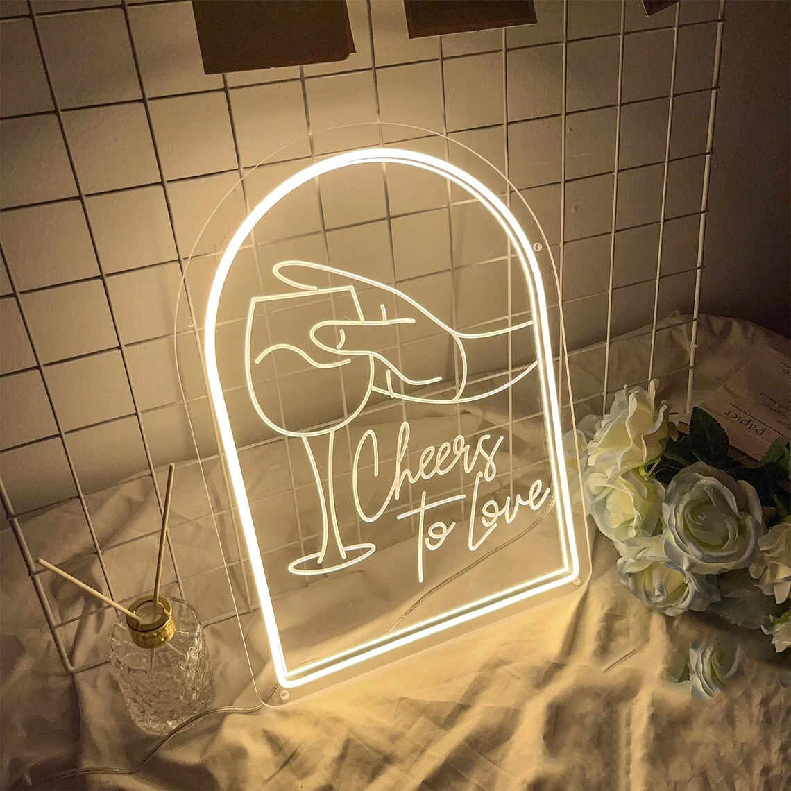 Cheers to Love Neon Sign Neon 3D Engraved Wedding Sign Wedding Decor Gift For Her Wedding Gifts