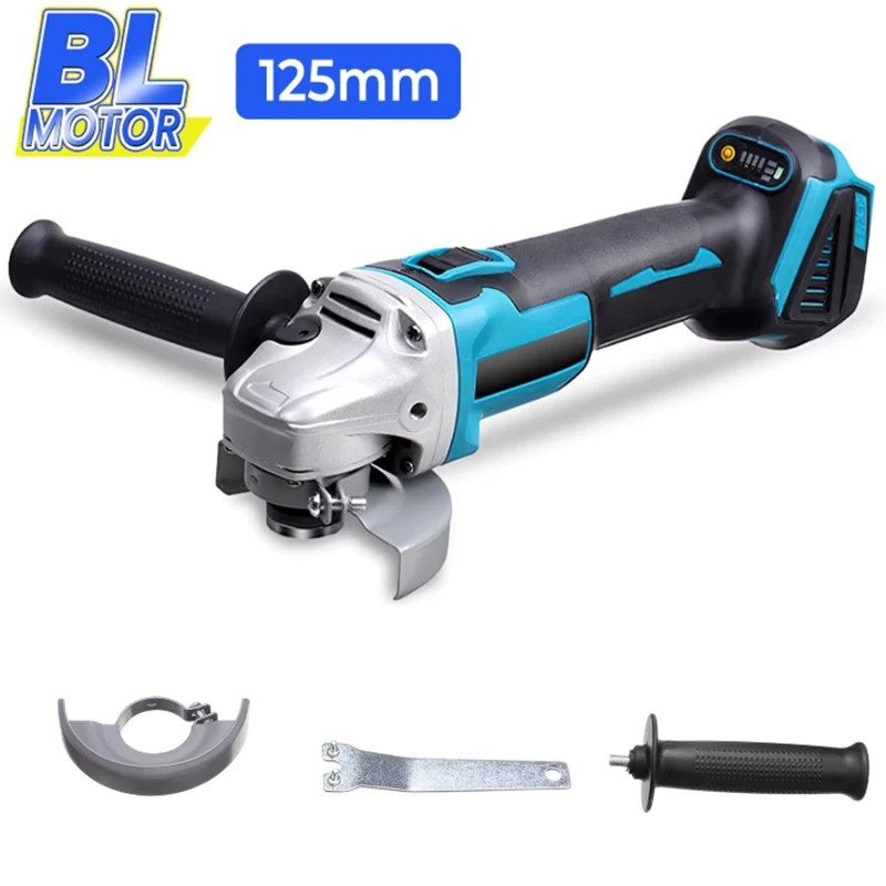 125 mm bürstenloser kabelloser elektrischer Winkelschleifer, 4-Gang-Schleif- und Poliermaschine, Holzbearbeitungs-Elektrowerkzeug für Makita 18 V Akku